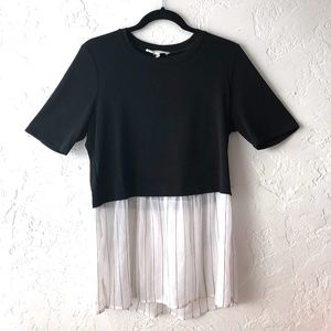 BCBGeneration Crewneck Shirt w/ Sheer Detail Black